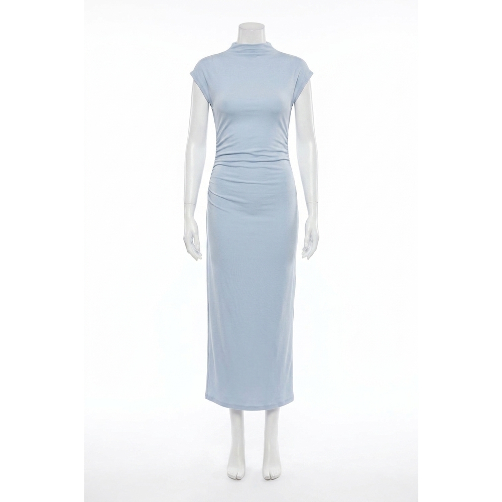 NEW SABLYN mesa slouchy mock neck midi dress in whisper (light blue)